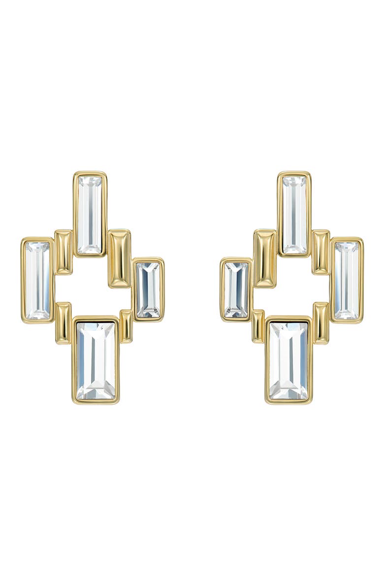 Demi Deco Crystal Stud Earrings, Alternate, color, GOLD TONE CLEAR CRYSTAL