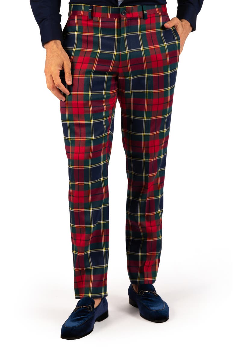 Tartan Plaid Dress Pants, Main, color, RED