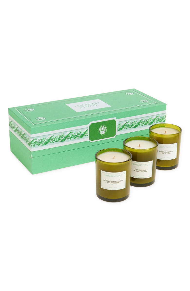 FLAMINGO ESTATE Mini Three Brothers Candle Set, Alternate, color, Green