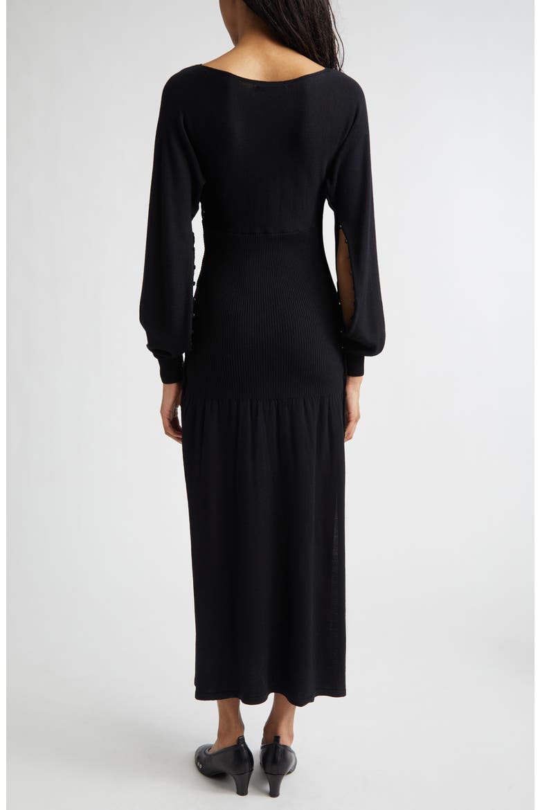 Fa Cutout Long Sleeve Extrafine Merino Wool Sweater Dress, Alternate, color, BLACK