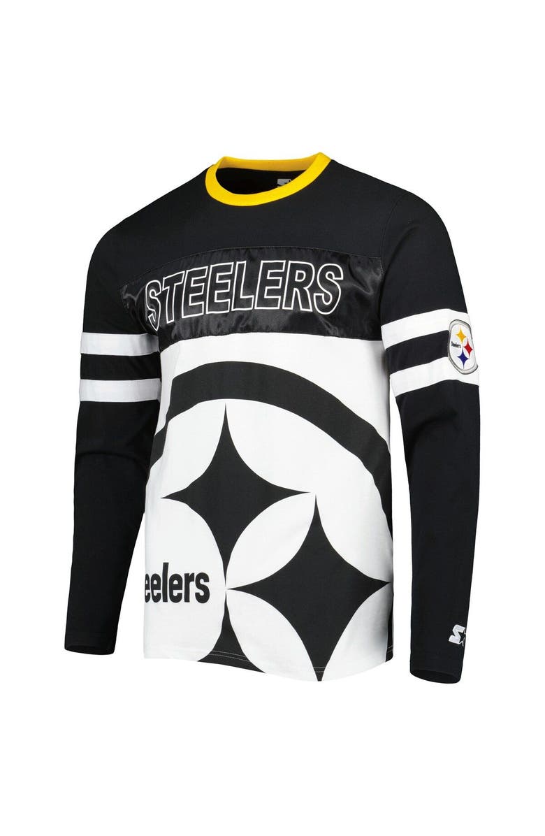 STARTER Men's Starter Black/White Pittsburgh Steelers Halftime Long Sleeve T-Shirt, Alternate, color, 
