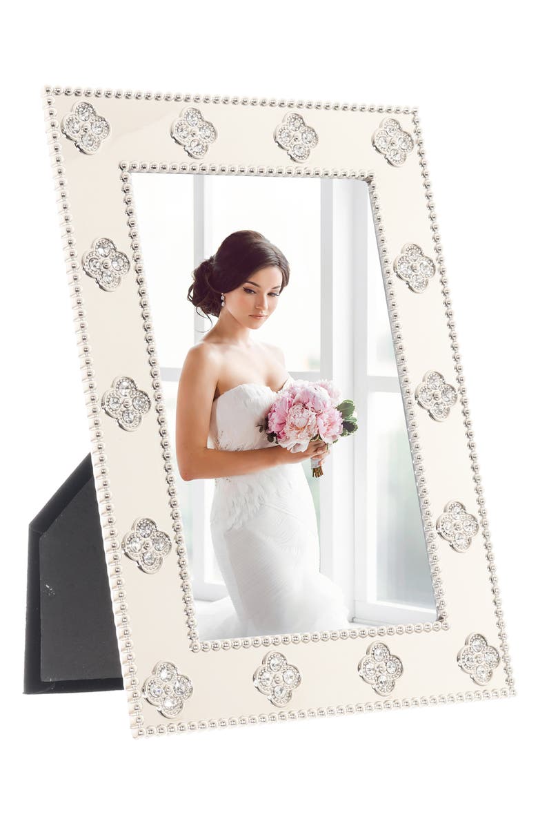 Lawrence Frames Crystal Clover Picture Frame, Main, color, Silver