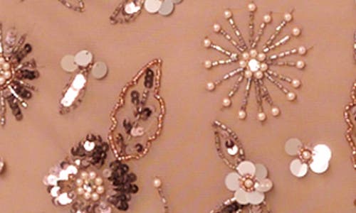 ADRIANNA PAPELL ADRIANNA PAPELL EMBELLISHED MESH MIDI COCKTAIL DRESS