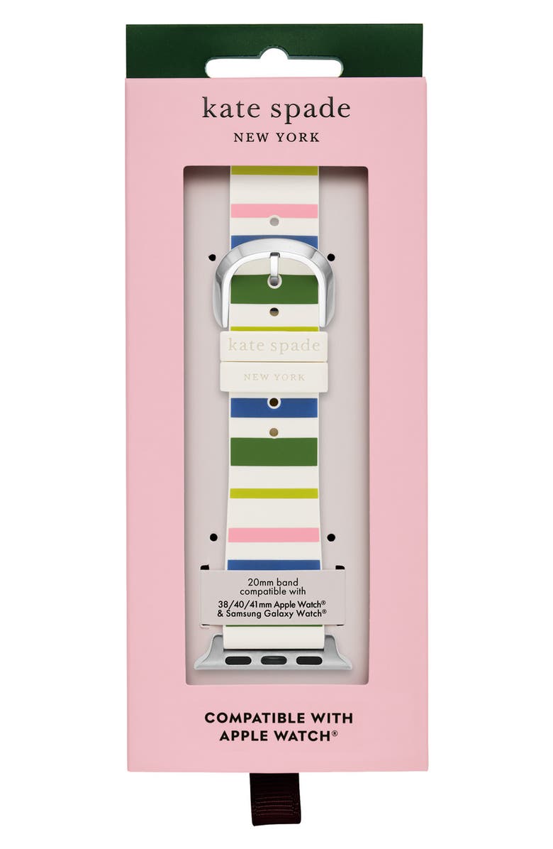 Kate Spade New York Apple Watch<sup>®</sup> or Samsung Galaxy Watch<sup>®</sup> stripe silicone watchband, Alternate, color,