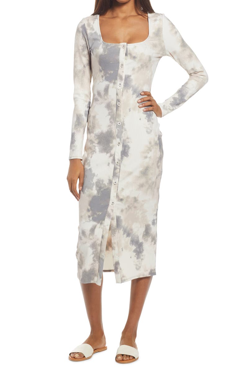 Fourteenth Place Square Neck Long Sleeve Midi Dress, Main, color, 