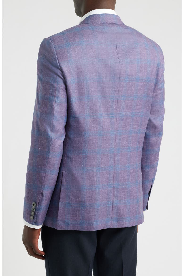 Purple & Blue Plaid Slub Wool Blend Sport Coat, Alternate, color, LILAC