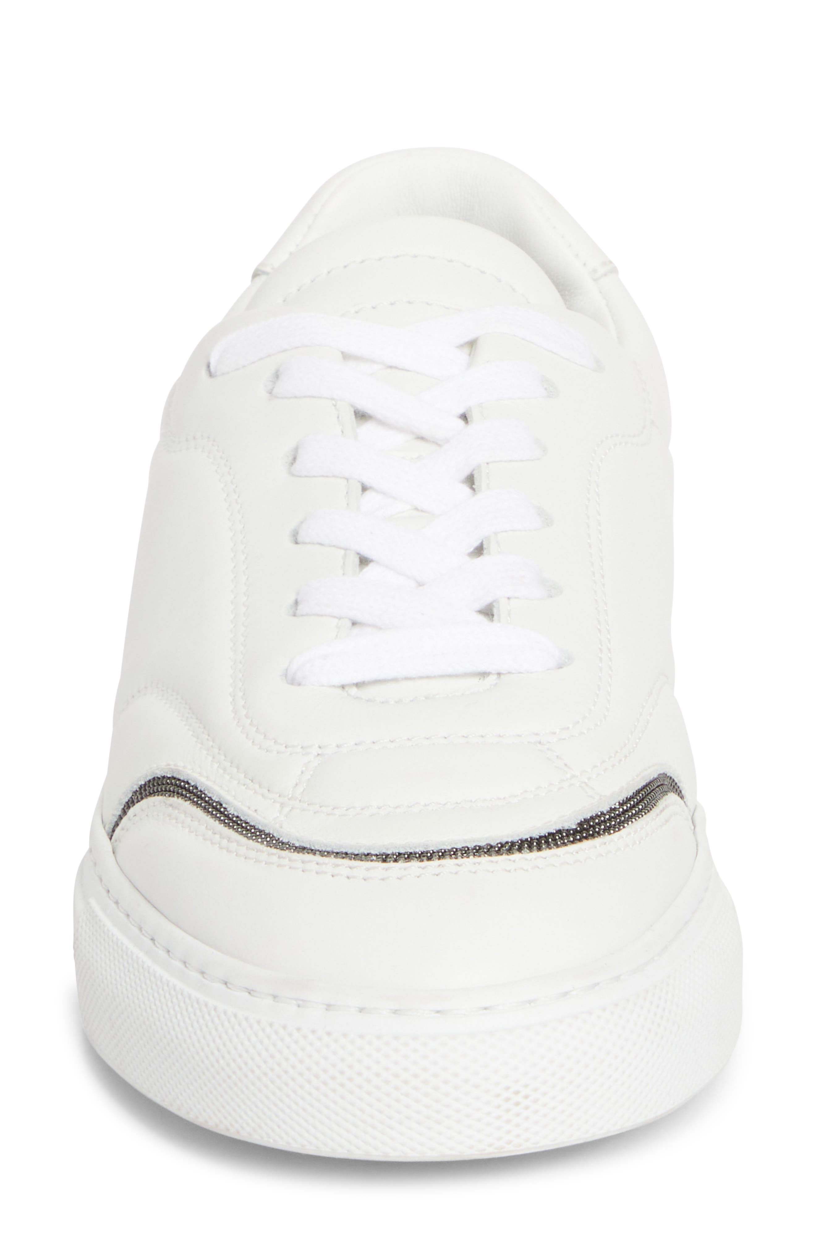 Brunello Cucinelli Monili Trim Low Top Sneaker, Alternate, color, Blanco