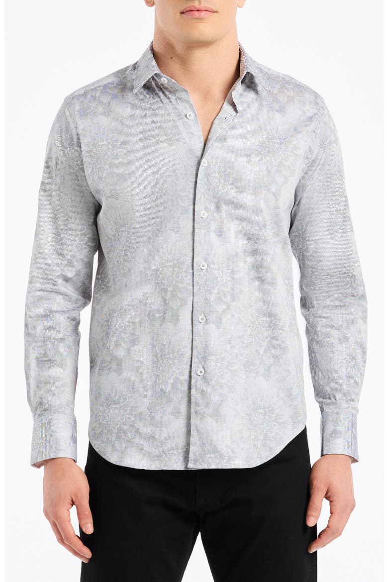 Lexington Floral Stretch Cotton Button-Up Shirt, Main, color, WHITE
