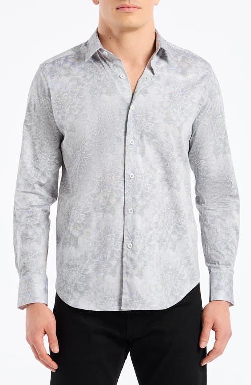Robert Graham Lexington Floral Stretch Cotton Button-up Shirt In Gray