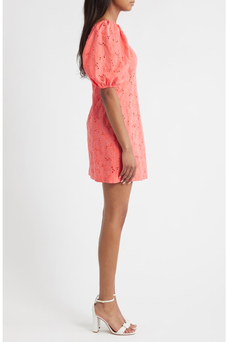 Cotton Eyelet Minidress, Alternate, color, SEA CORAL