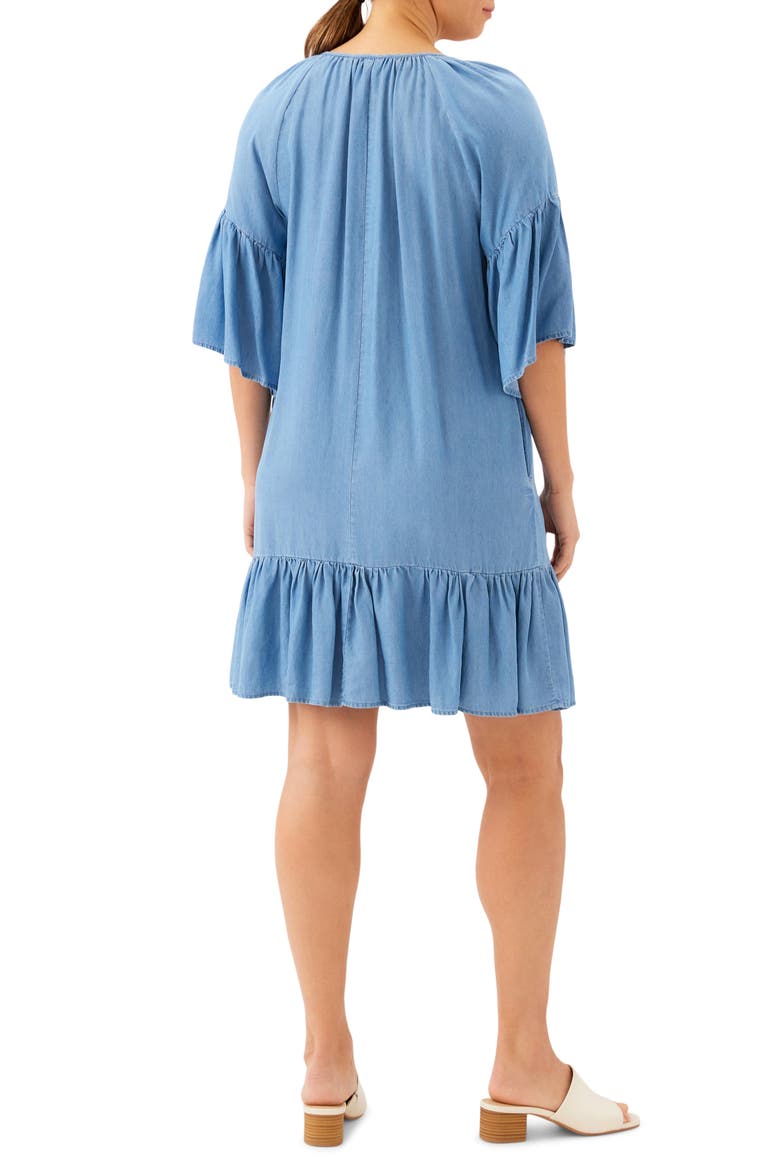 Ruffle Hem Chambray Dress, Alternate, color, CHAMBRAY