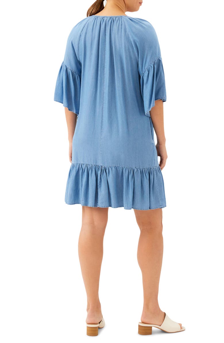 Karen Kane Ruffle Hem Chambray Dress, Alternate, color, Chambray