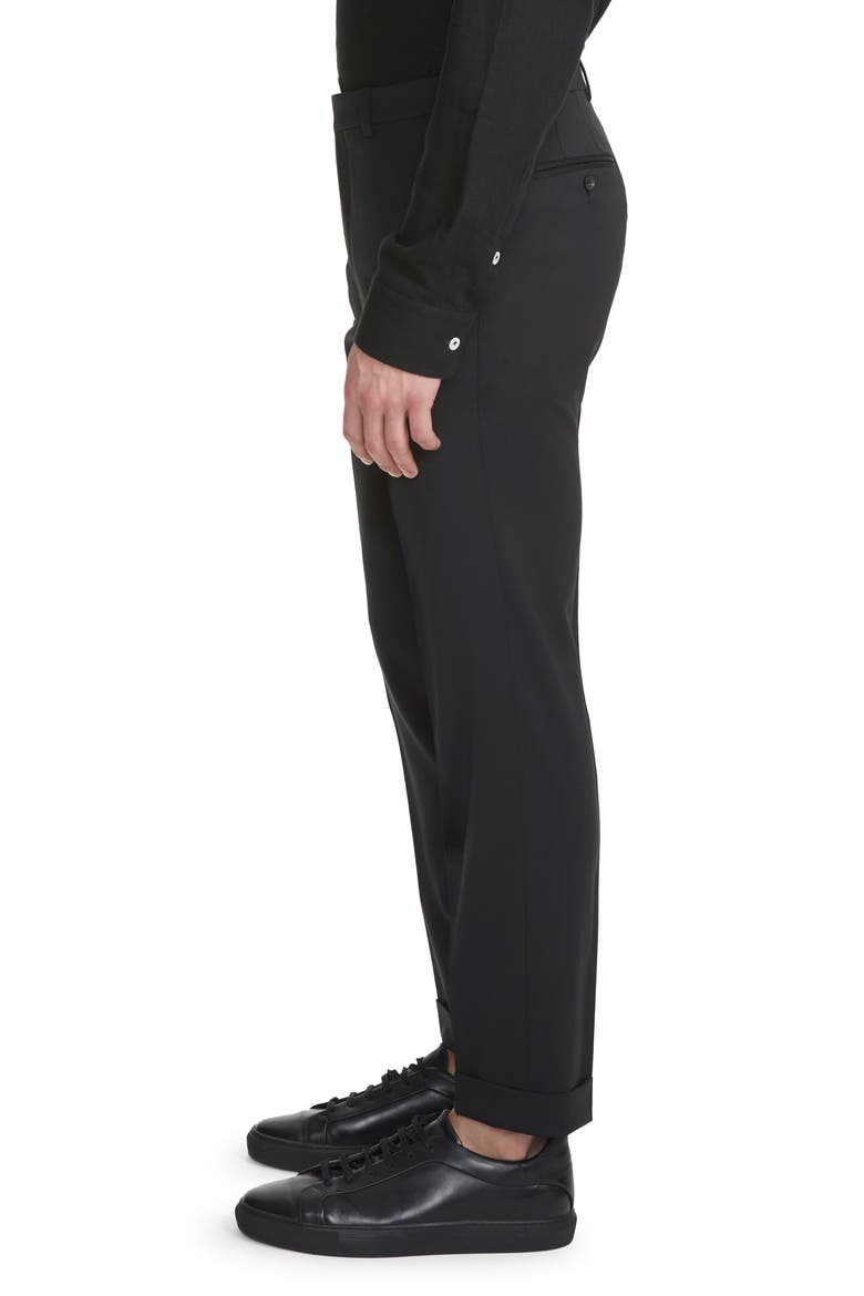 Payne Flat Front Wool Trousers, Alternate, color, BLACK