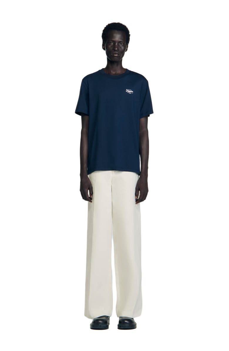 SANDRO T-shirt with appliqué logo, Alternate, color, Midnight Blue