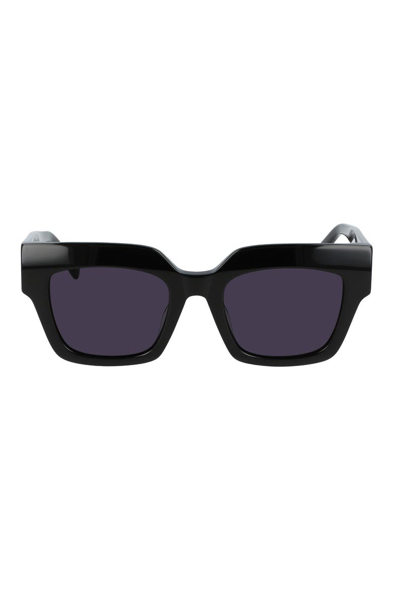 51mm Logo Plaque Square Sunglasses, Main, color, BLACK