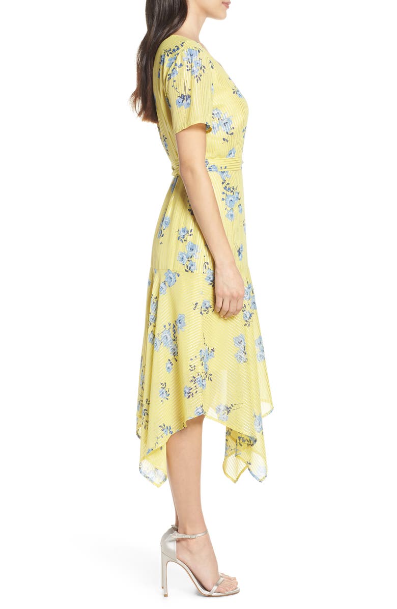 Charles Henry Handkerchief Hem Wrap Dress, Alternate, color, 