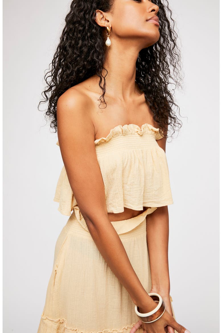 Endless Summer by Free People Sea Breeze Strapless Crop Top & Midi Skirt, Alternate, color, NEUTRAL