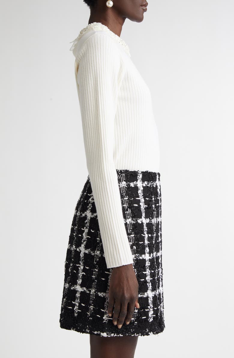 Carolina Herrera Removable Embellished Collar Wool Rib Sweater, Alternate, color, 