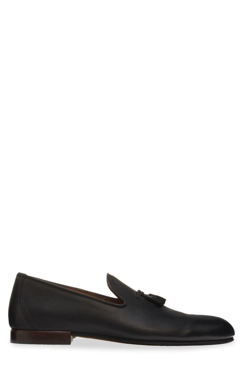 Tom Ford Mens Grain Leather Bailey Tassel Slippers In Black In Black