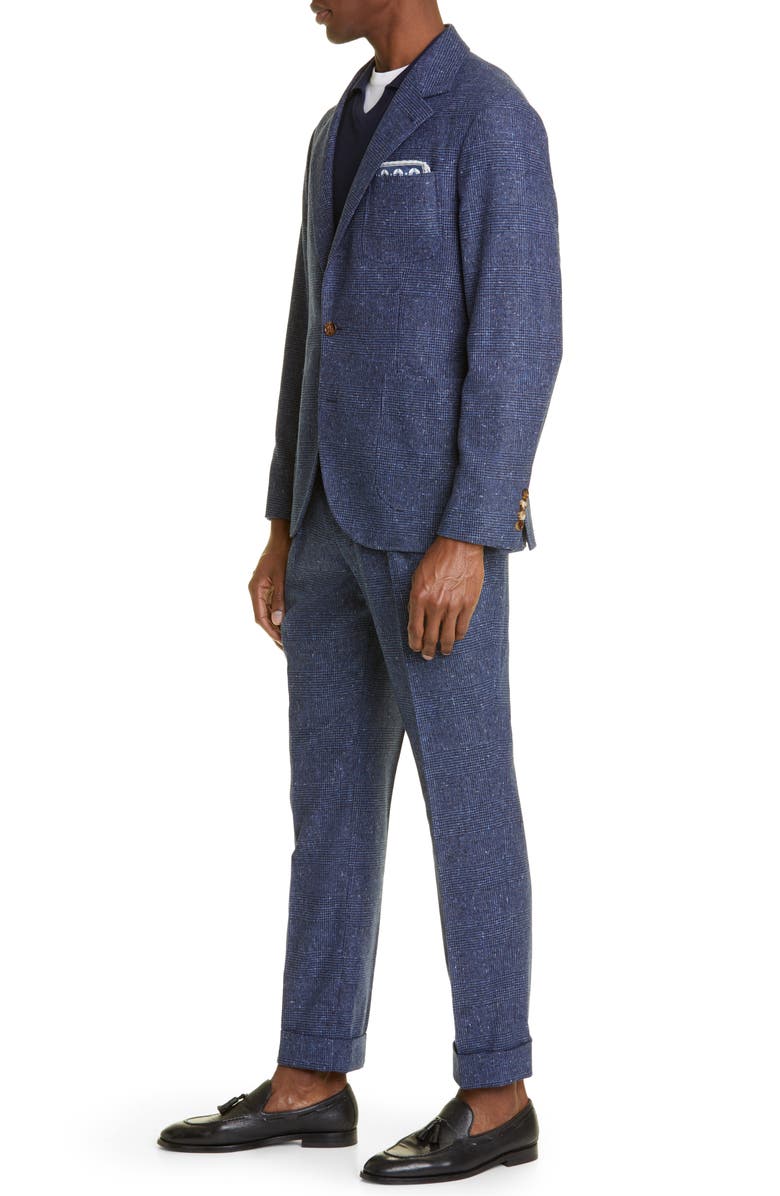 Brunello Cucinelli Prince of Wales Plaid Wool & Cashmere Two-Piece Suit, Alternate, color,