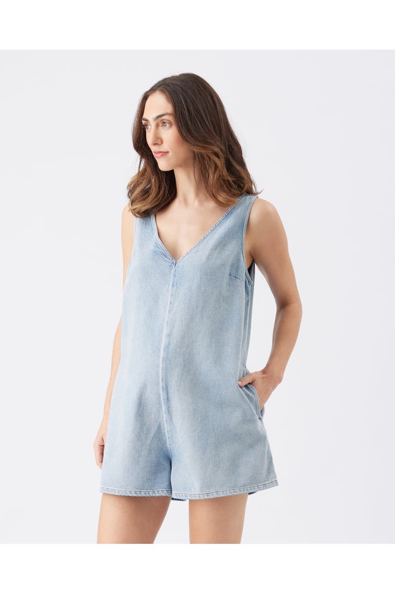 Fenix Denim Playsuit, Alternate, color, Light Wash