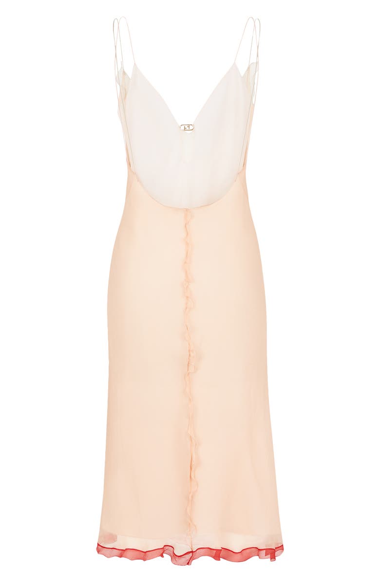 Fendi Sheer Ruffle Detail Silk Chiffon Slipdress, Alternate, color, 