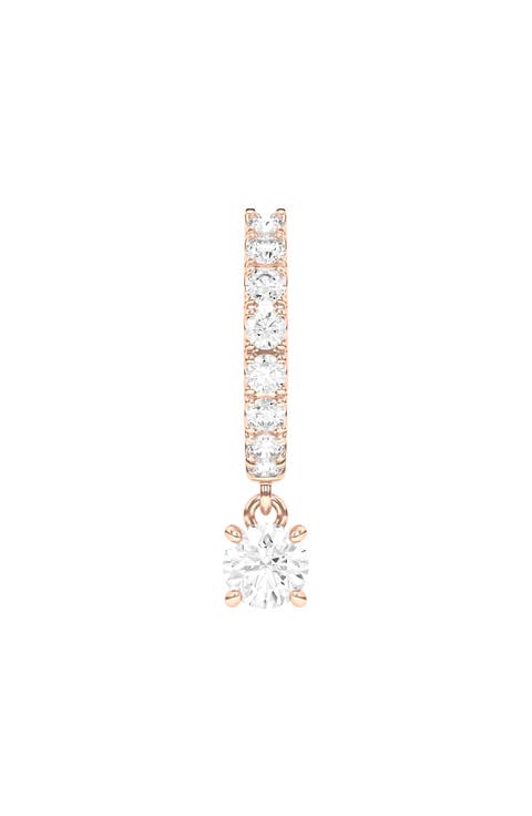 Lab Created Diamond Drop Huggie Hoop Earrings