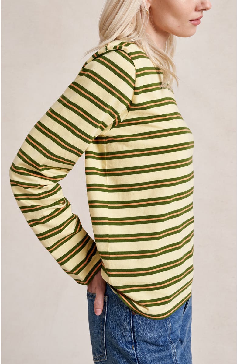 La Ligne Long Sleeve Boyfriend Tee, Alternate, color, Butter/Cactus/Apricot