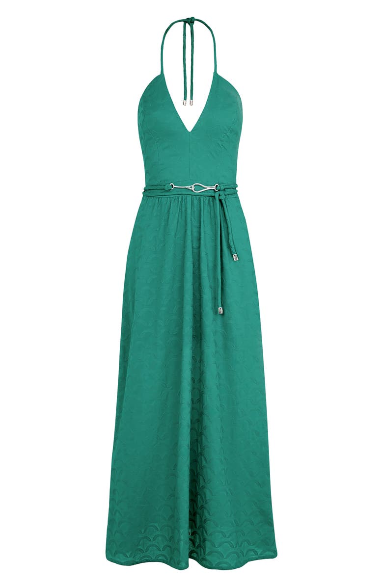 ViX Paula Hermanny Marina Halter Cover-Up Dress, Alternate, color, Green