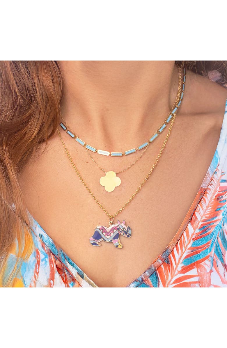 The Lovery Fine Jewelry Multicolored Enamel Rhino Charm, Alternate, color, Multicolored Enamel