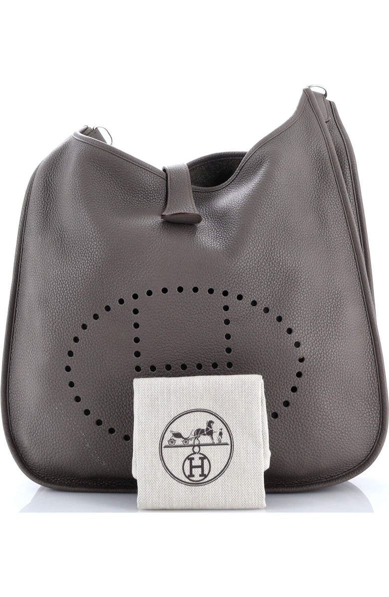 Pre-Owned Hermes Evelyne Bag Gen III Clemence GM, Alternate, color, Etain
