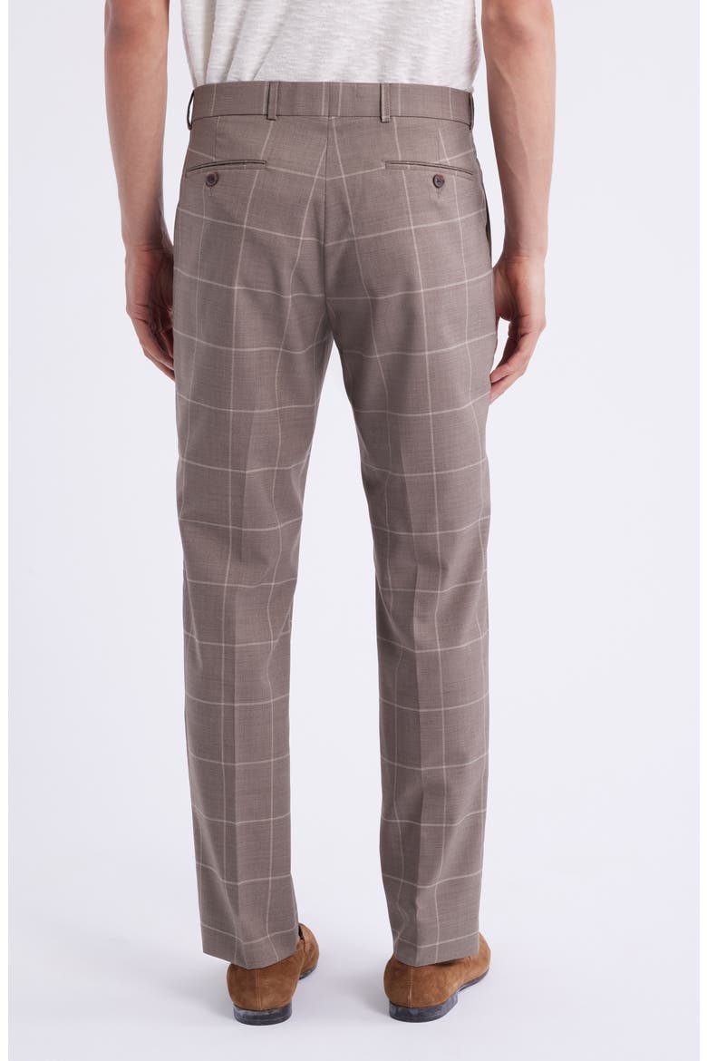 Windowpane Check Stretch Wool Dress Pants, Alternate, color, MEDIUM BROWN
