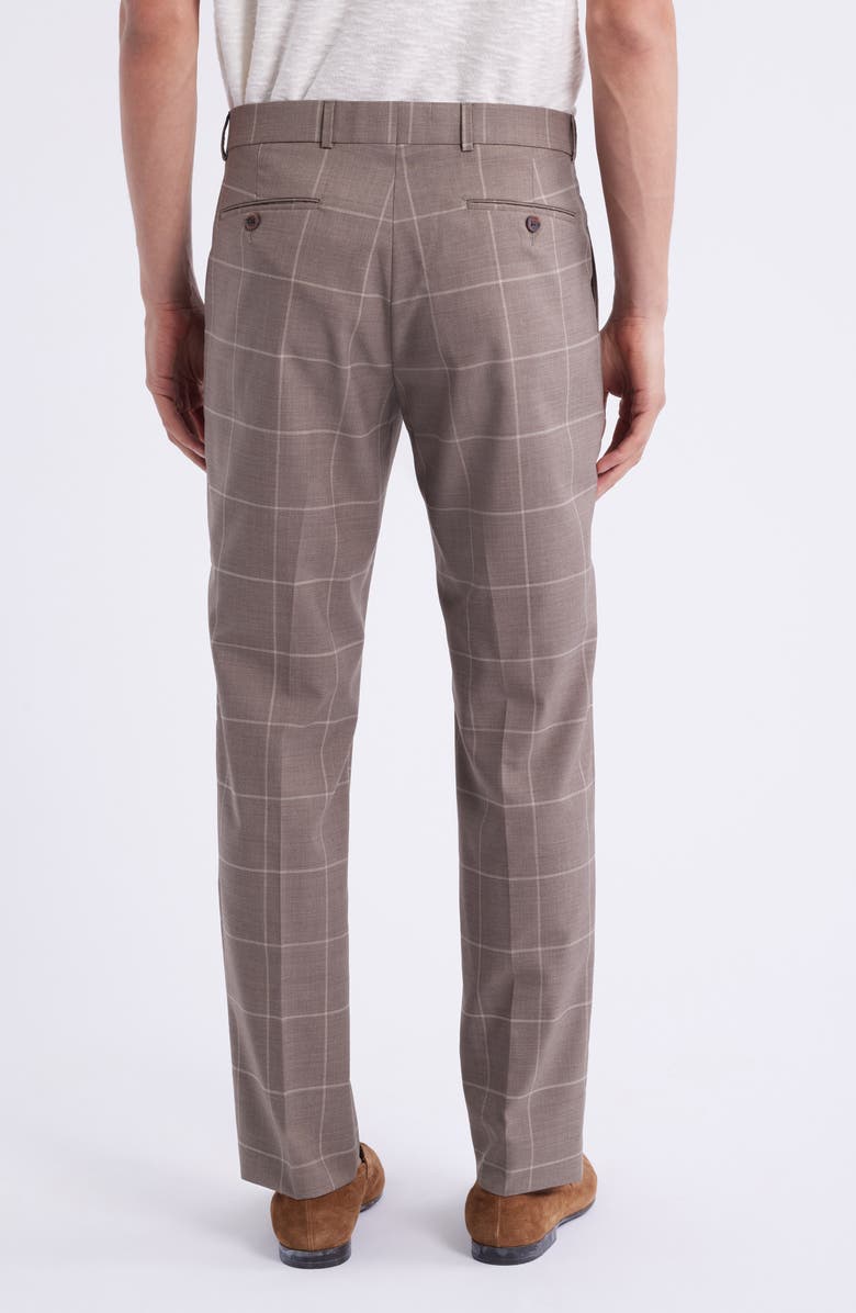 Berle Windowpane Check Stretch Wool Dress Pants, Alternate, color, Medium Brown