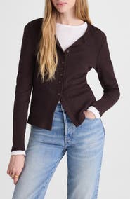 Madewell Waffle Knit Cutaway Crewneck Cardigan