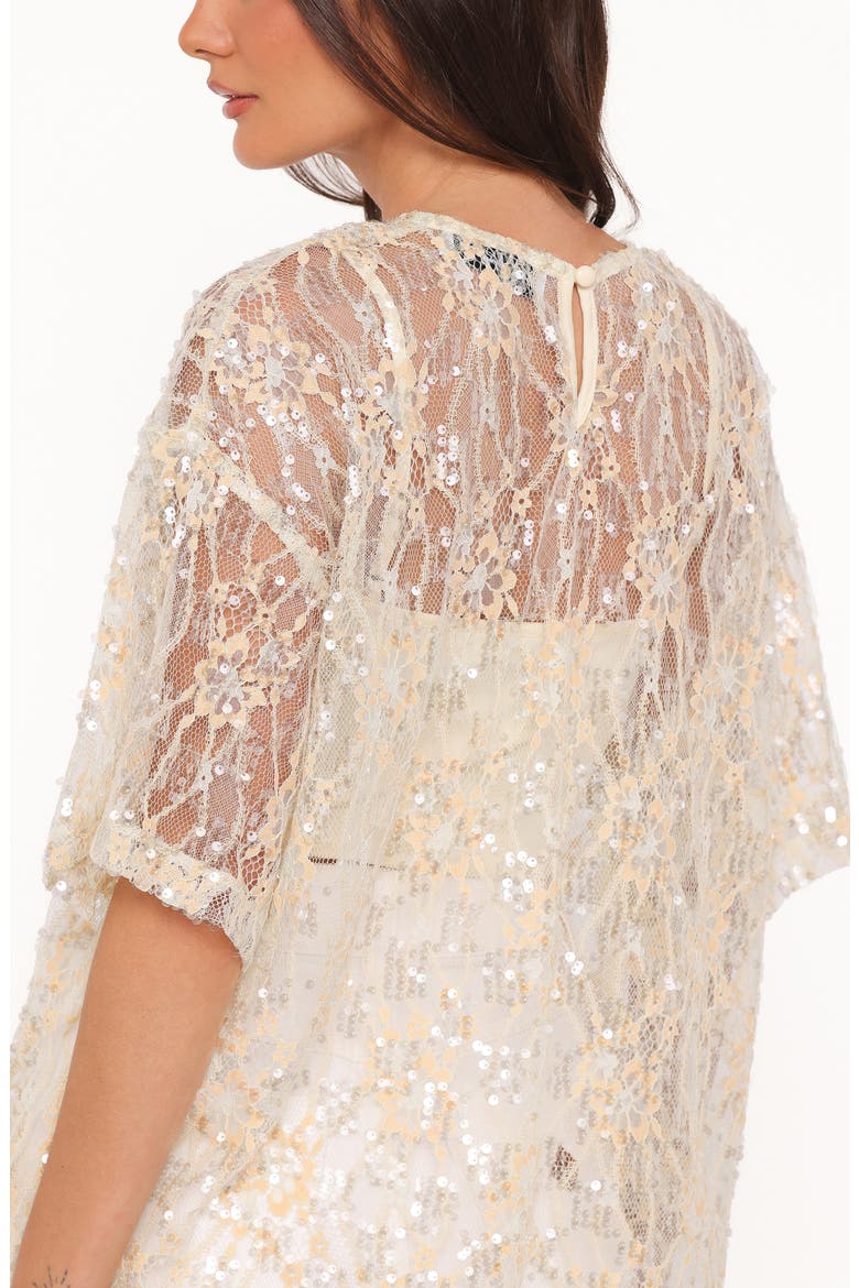 Yonder Oversize Check Sequin Floral Lace Top, Alternate, color, PALE YELLOW