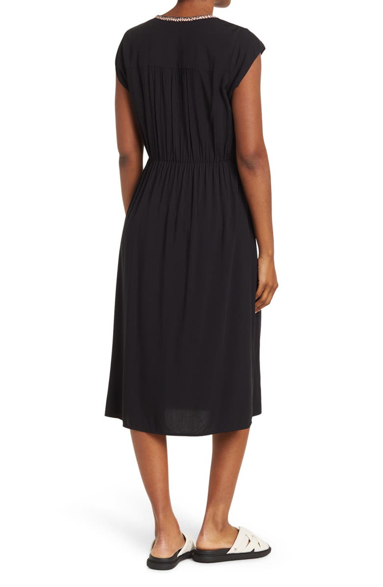 DR2 by Daniel Rainn Cap Sleeve Tape Trim Maxi Dress, Alternate, color,