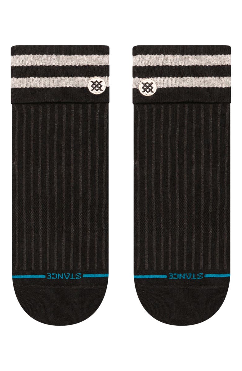 Stance Stripe Roll Cuff Quarter Socks, Alternate, color, Black