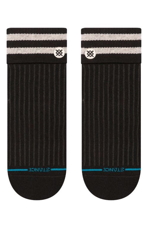Stance Stripe Roll Cuff Quarter Socks In Black