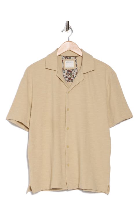 Textured Short Sleeve Camp Shirt