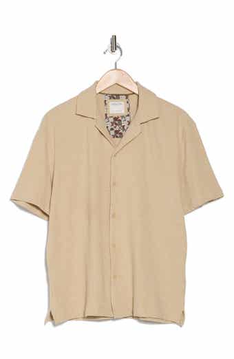 DENIM AND FLOWER Textured Short Sleeve Camp Shirt