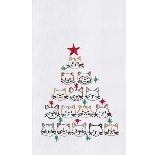 C & F Home C&f Home Cat Face Christmas Tree Christmas Holiday Machine Washable Cotton Flour Sack Kitchen Towel In Multi