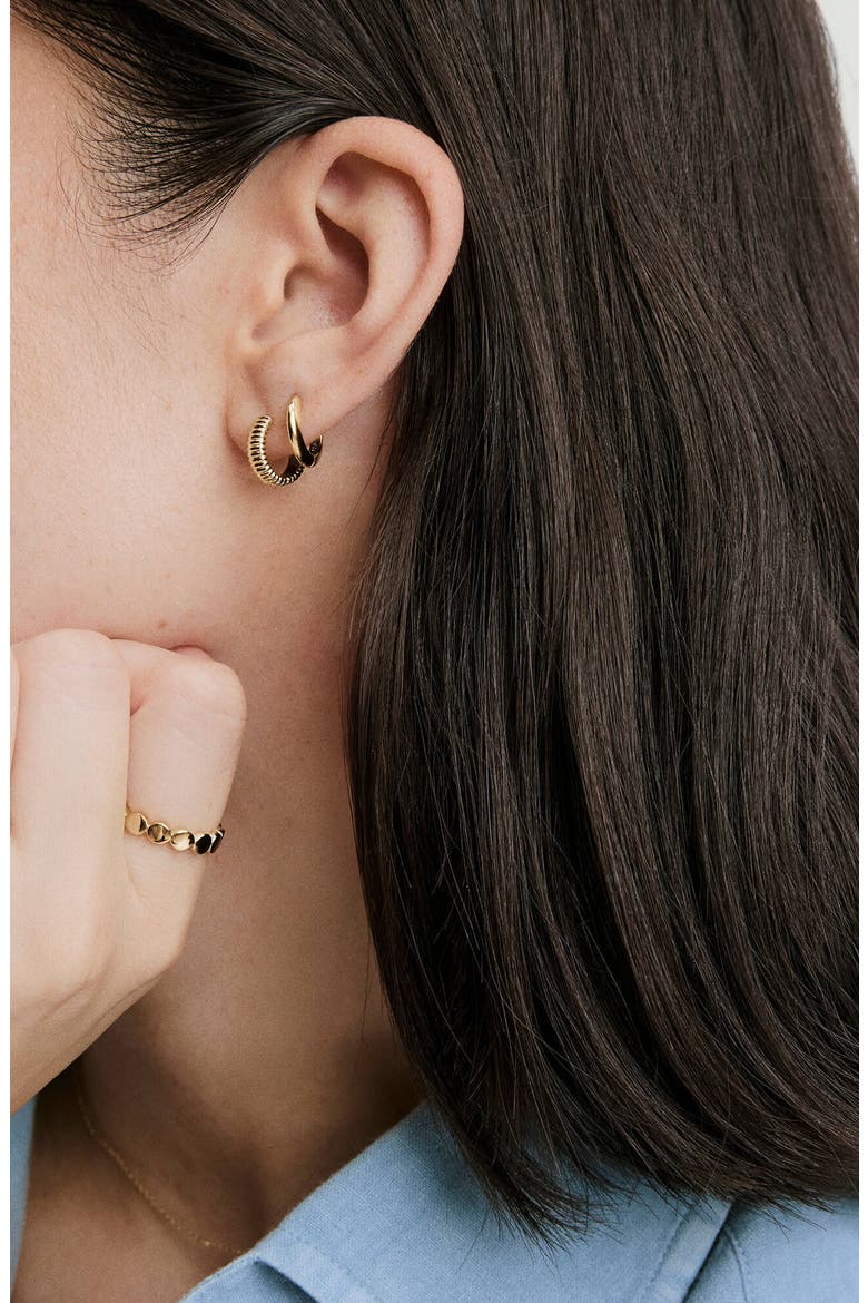 Textured Huggie Hoops, Alternate, color, 18k Gold Vermeil