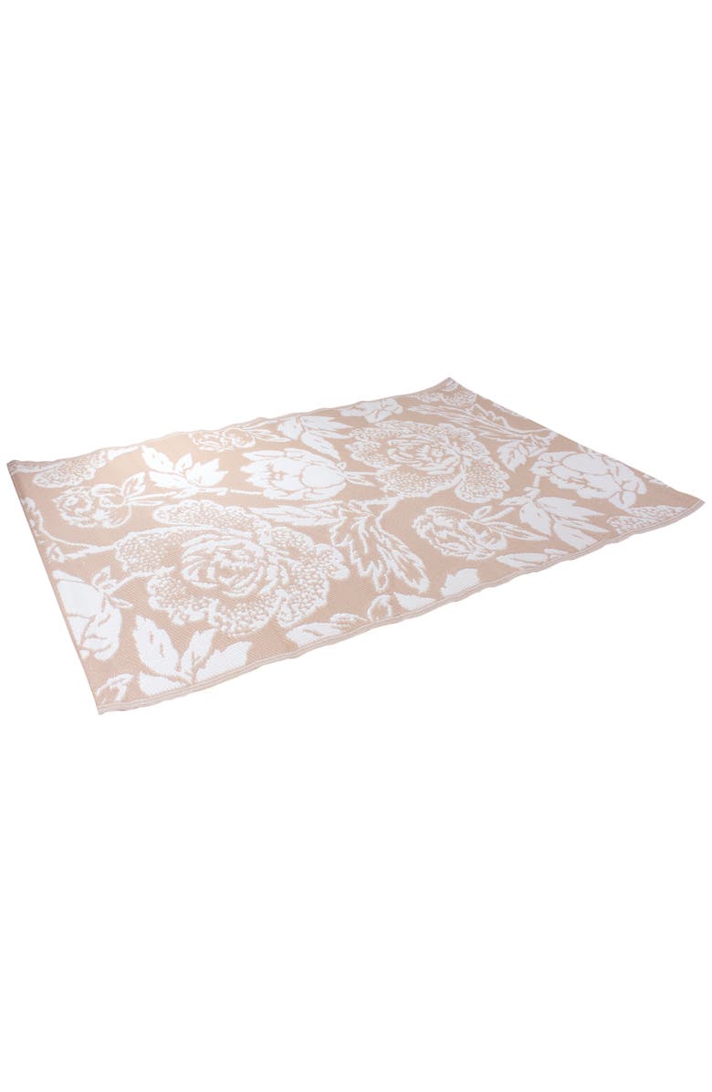 Northlight 4' x 6' Pink Beige and White Floral Rectangular Outdoor Area Rug, Alternate, color, Pink