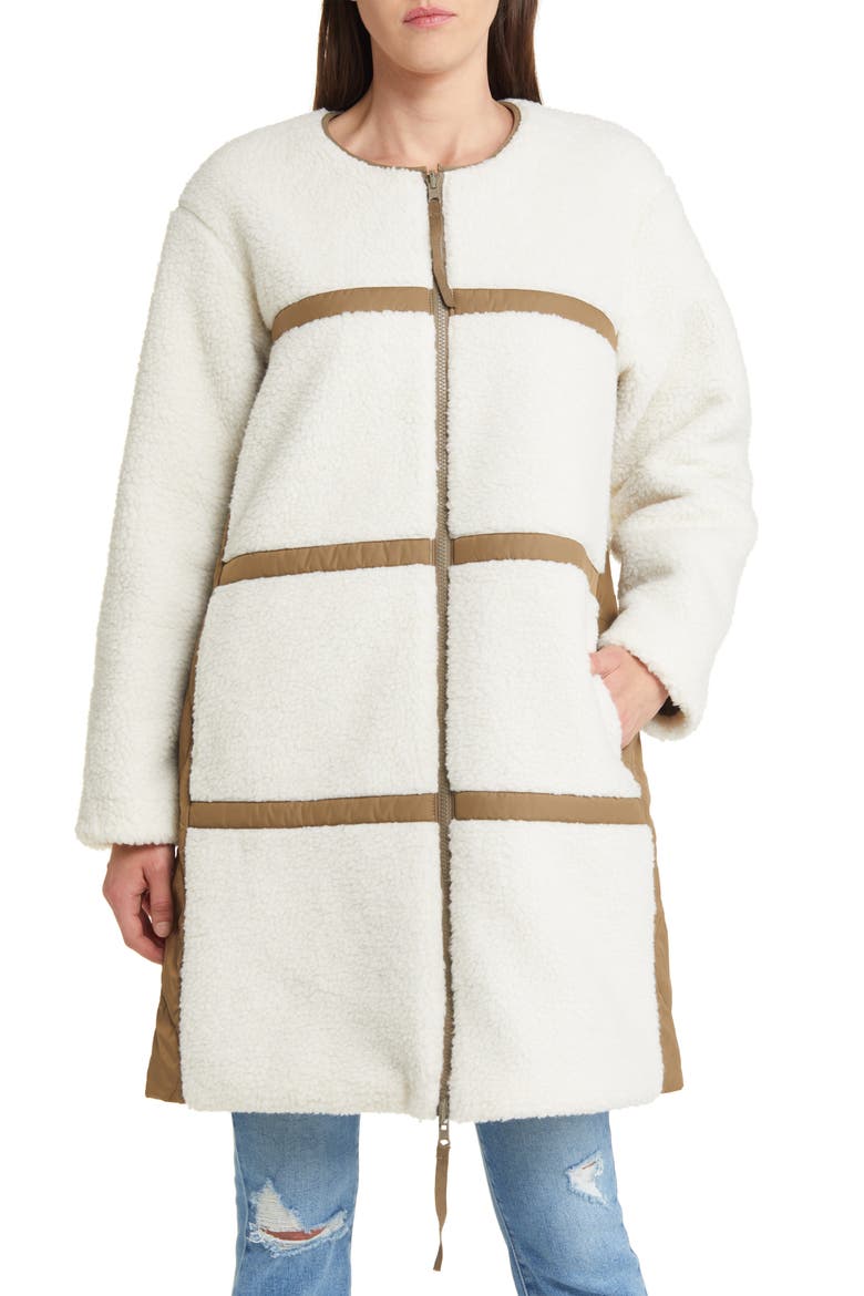 Granger Reversible Quilted High Pile Fleece Coat, Alternate, color, IVORY OLIVE MIX
