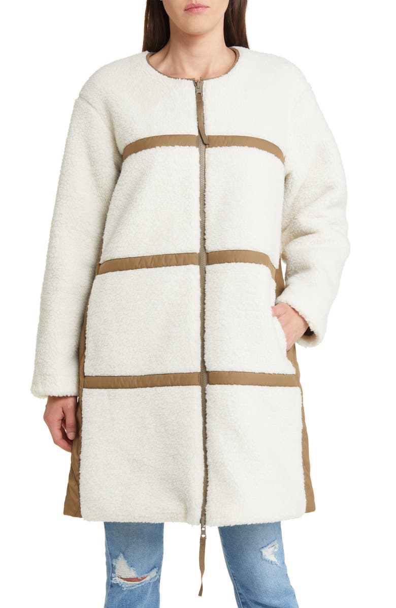 Rails Granger Reversible Quilted High Pile Fleece Coat, Alternate, color, Ivory Olive Mix