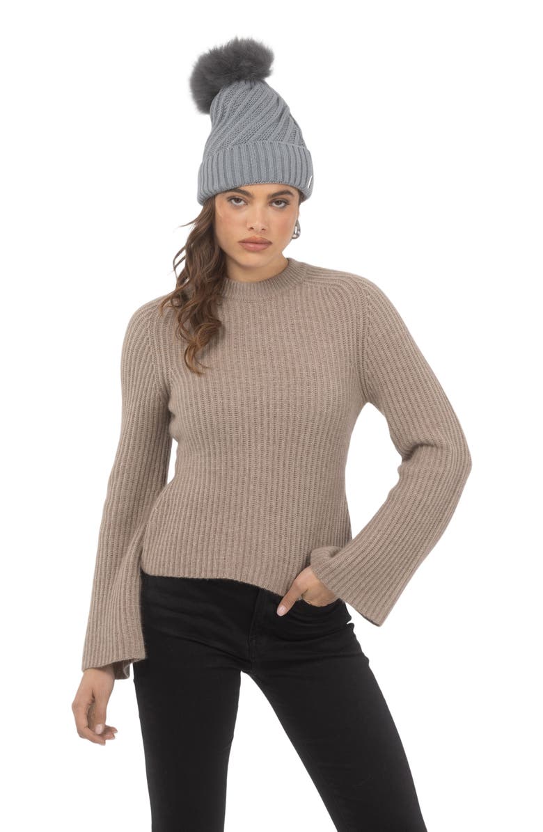 GORSKI Knit Hat With Select Lamb Pom, Alternate, color, Gray/Gray