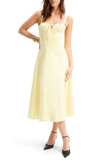 Bardot Esra Corset Midi Dress In Sunshine