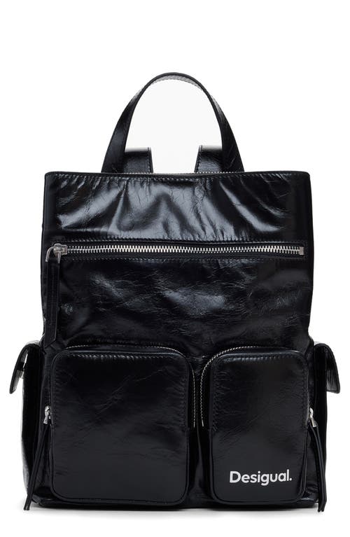 Desigual Mini Leather Backpack In Black