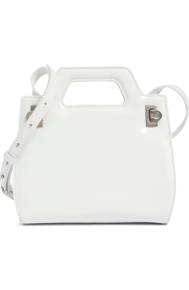 FERRAGAMO Mini Wanda Leather Top Handle Bag, Main, color, White