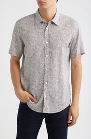 BOSS Roan Short Sleeve Stretch Linen Button-Up Shirt